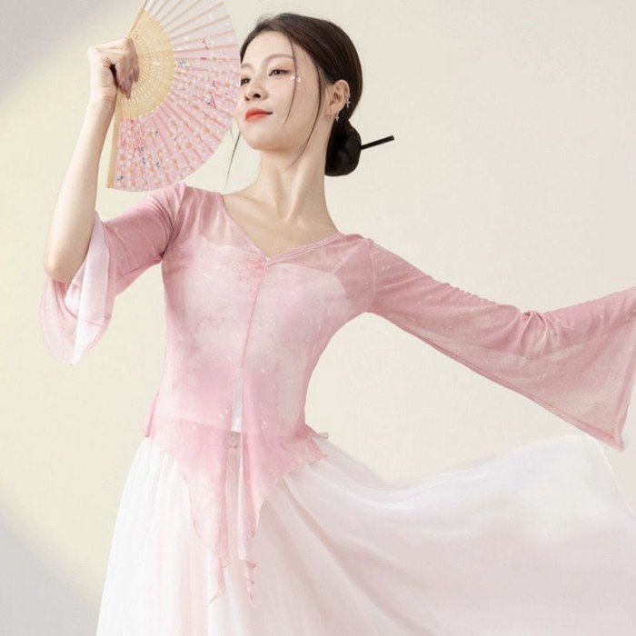 Tính Khí Khiêu Vũ Cổ Điển Gạc Hai Bộ Trang Phục Múa Trung Hoa Thanh Lịch Bộ Đồ Tập Vần Bộ Đồ Tập
