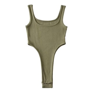 Áo vest một mảnh cổ chữ U cổ chữ U kiểu Âu Mỹ dành cho nữ mùa hè bên hông rò rỉ thun co giãn đáy