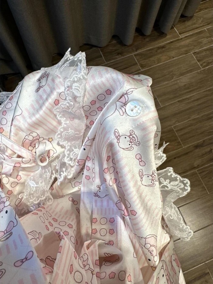 Bộ Đồ Ngủ Nữ Ice Silk Sweet Hello Kitty Tay Dài Quần Dài Thoải Mái Sinh Viên Ở Nhà Bộ Quần Áo