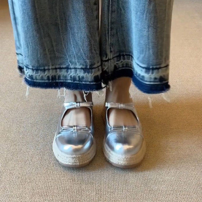 Giày sandal mũi nhọn đế dày nơ  dành cho nữ, dép lê thời trang và đa năng dành cho nữ