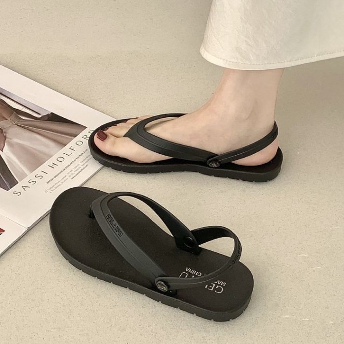 đôi dép quai ngang phong cách nghỉ dưỡng Hàn Quốc cho nữ mặc mùa hè, dép đi biển xương cá mới th