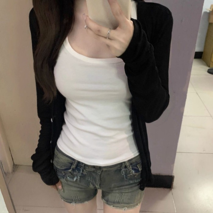 Spring And Summer New Thin Tencel Cardigan Sun Protection Clothes Women's Korean Style Lazy S