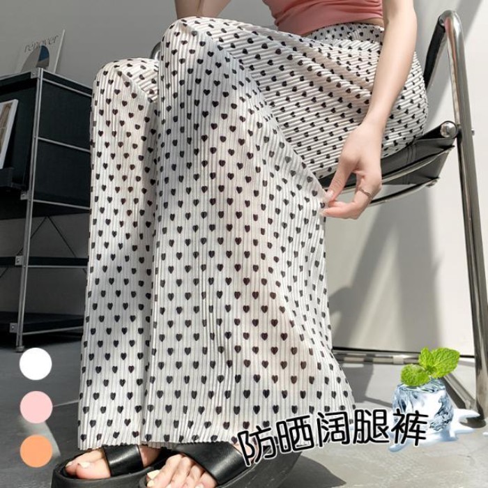 chiếc quần ống rộng nhuộm màu xếp ly dành cho nữ, quần dọc lưng cao mỏng mùa hè, quần ống rộng v