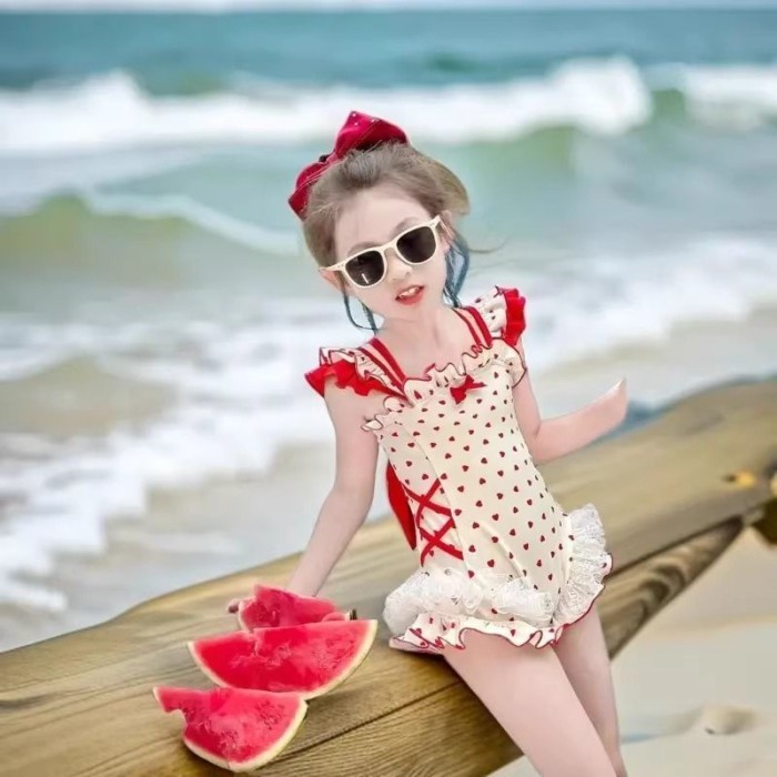 Đồ bơi một mảnh tay bay cho bé gái mùa hè mới đi nghỉ bên bờ biển Đồ bơi trẻ em 3-6 tuổi Đồ b