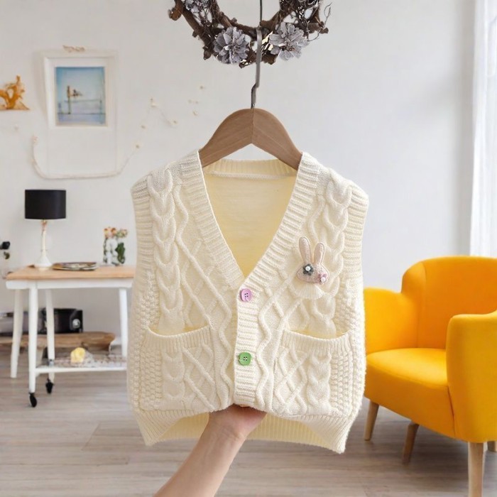 Nữ Dệt Kim Áo Cardigan Thời Trang Áo Khoác Ngoài Mới Cho Bé Quần Áo Mùa Thu Áo Bé Áo Len Trẻ Em