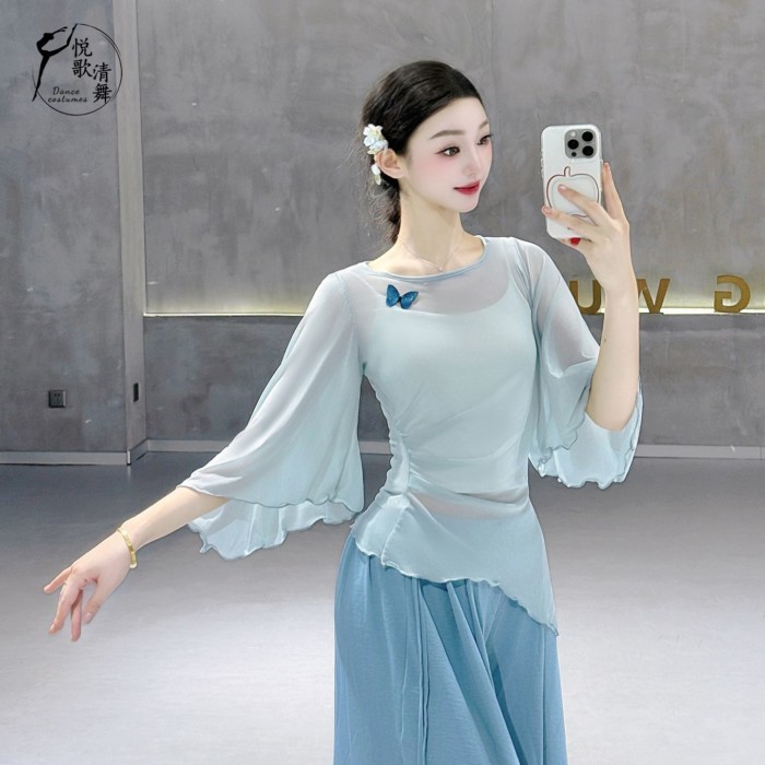 điệu nhảy cổ điển gạc lưới áo cánh thanh lịch quần áo tập múa Trung Quốc mới