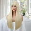 Thời Trang Golden Bangs Dài Thẳng Tóc Giả Sợi Hóa Chất Chịu Nhiệt Độ Cao Chất Liệu Full Mũ Thích Hợp Cho Mặc Hàng Ngày