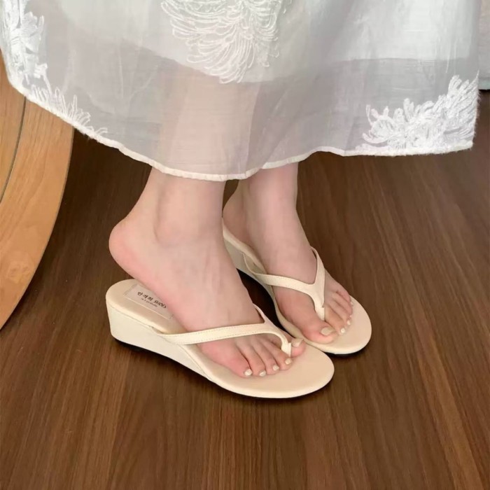 Giày nữ gót dày phong cách Hàn Quốc, dép tông mùa hè, sandal cao gót khí chất, trang phục khoác ngo