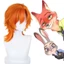 Crazy Zoo 2 Fox Nick cos Anime Tóc Giả Cam Ngắn Đuôi Sói Full Mũ Tùy Chọn Tóc Thẳng