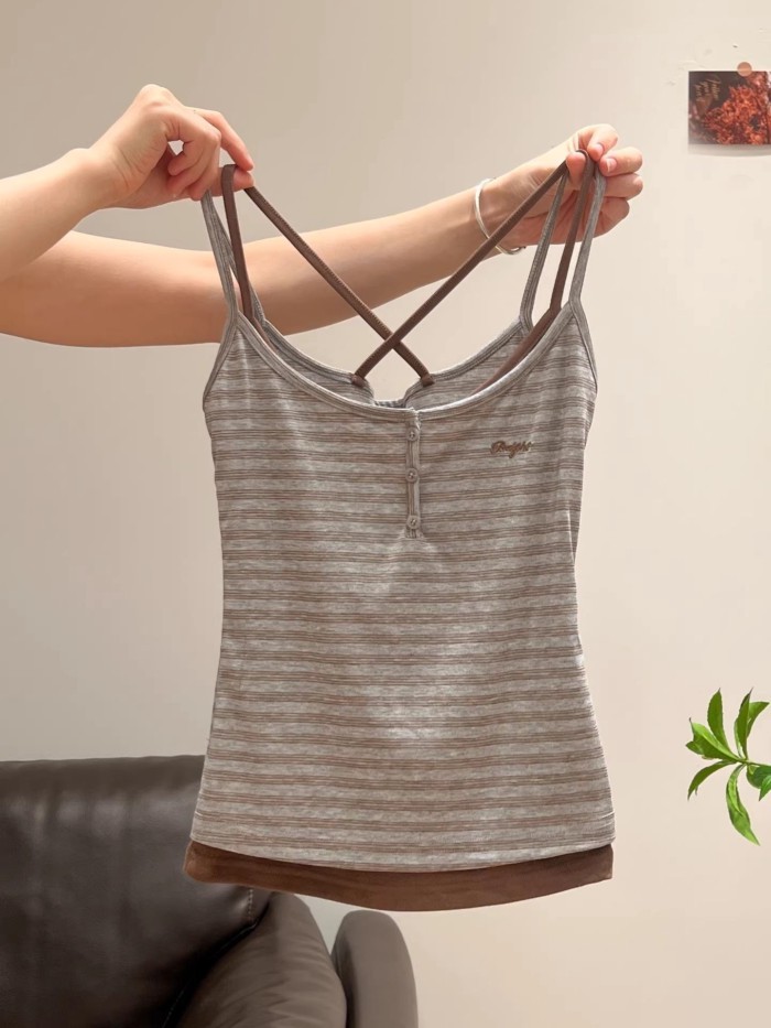 sexy chéo lưng đẹp giả hai mảnh sọc bên trong áo yếm đáy mỏng của phụ nữ