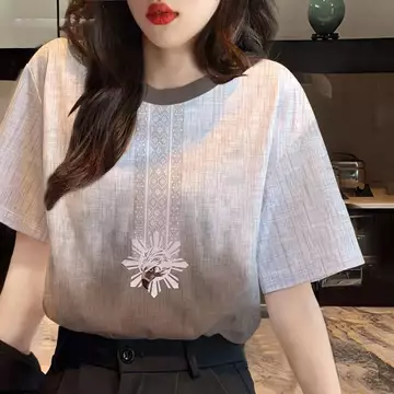 Áo thun nữ Barong dành cho nữ Quần áo Áo thun hoa Áo thun in hình Áo thun ngắn tay Áo thun thông thường 12a