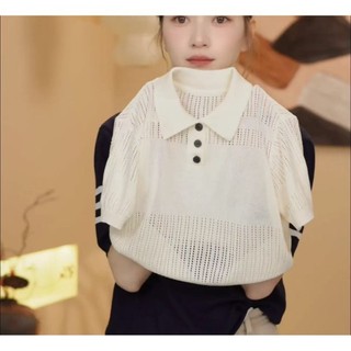 Áo sơ mi POLO ngắn tay bằng lụa băng dệt kim thông thường phong cách Hàn Quốc đa năng cho bé trai v