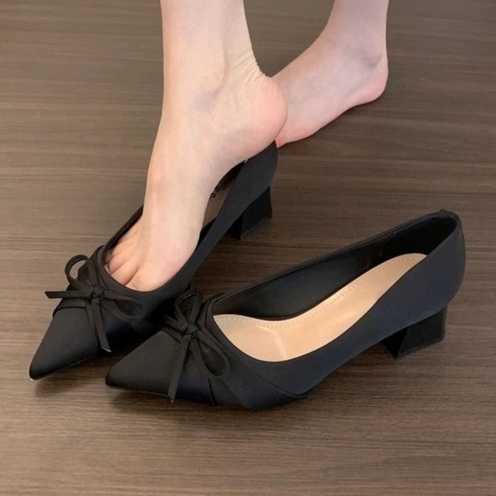 Giày Cao Gót Satin Thanh Lịch Giày Cô Dâu Bánh Mì Nướng Đầm Giày Gót Dày Giày Phù Dâu