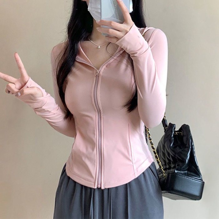 Original Yarn Ice Silk Slimming Sun Protection Clothing Women's Summer Slim Yoga Clothing Jac