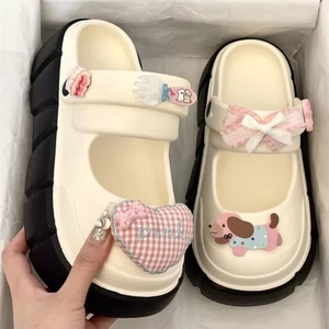 Đế Dày Tăng Chiều Cao Hoạt Hình Dễ Thương Bao Đầu Giày Sandal Nữ Thời Trang Mùa Hè Đa Năng Mặ