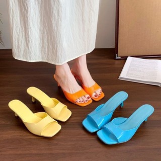 Giày sandal cao gót bên ngoài phong cách Hàn Quốc dành cho nữ mùa thu hè mới dép cao gót kiểu