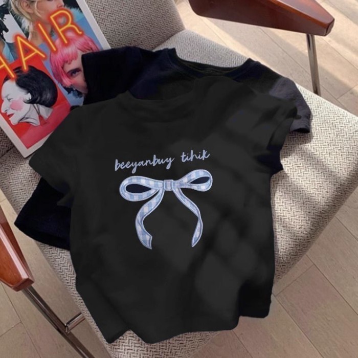 Girls Pure Cotton Short-sleeved T-shirt Summer New Children's Treasure Top Round Neck Versatil
