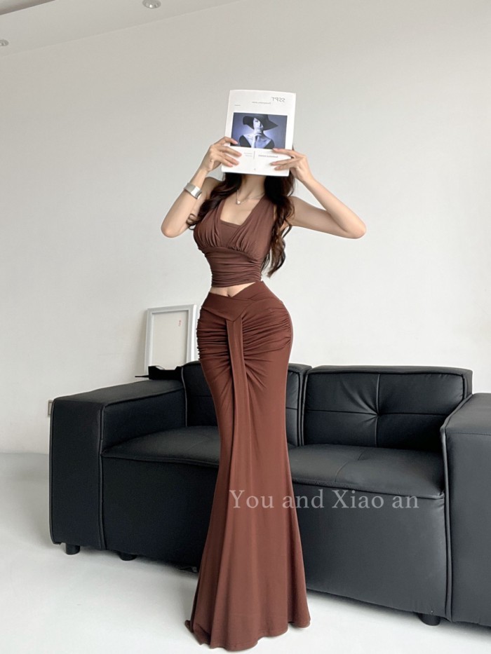 Váy đuôi cá xếp ly cao cấp Cô Cá dành cho nữ mùa hè ôm hông váy xếp tầng gợi cảm
