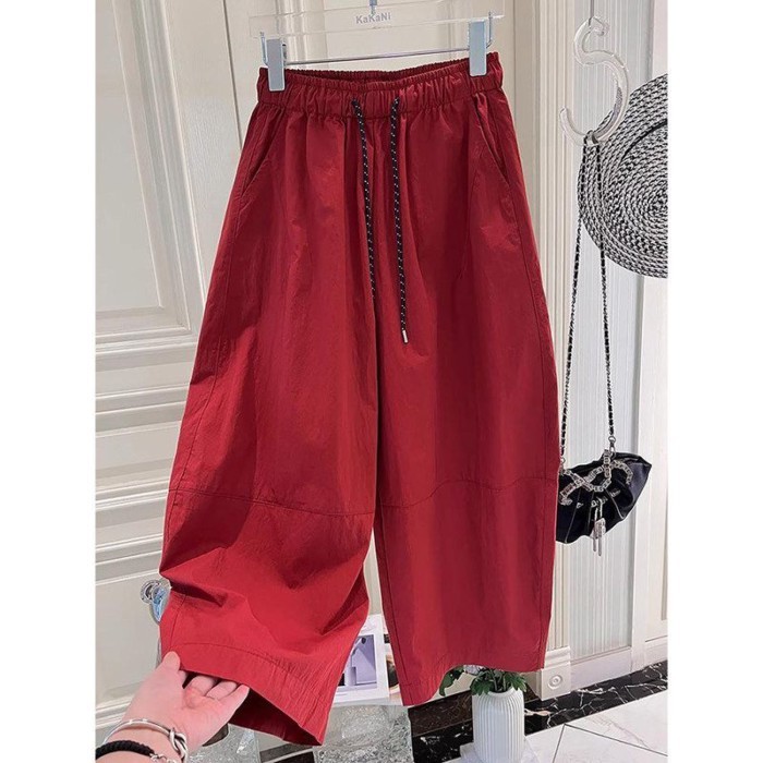 kích thước lớn nhanh khô băng lụa Scimitar quần ống rộng dành cho nữ mùa hè mỏng dáng rộng giảm