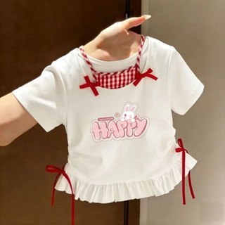 Mùa hè phong cách hoạt hình bé gái quần áo trẻ em bé dễ thương ngành công nghiệp nặng giả hai mảnh