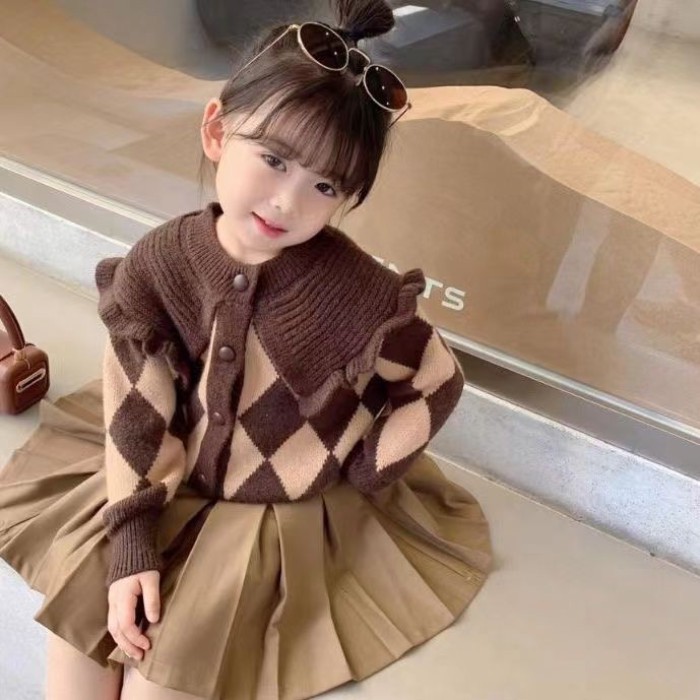 Áo khoác len đan mở trước bé gái mẫu mới Thu Đông, áo len mềm dễ thương, giữ ấm tốt