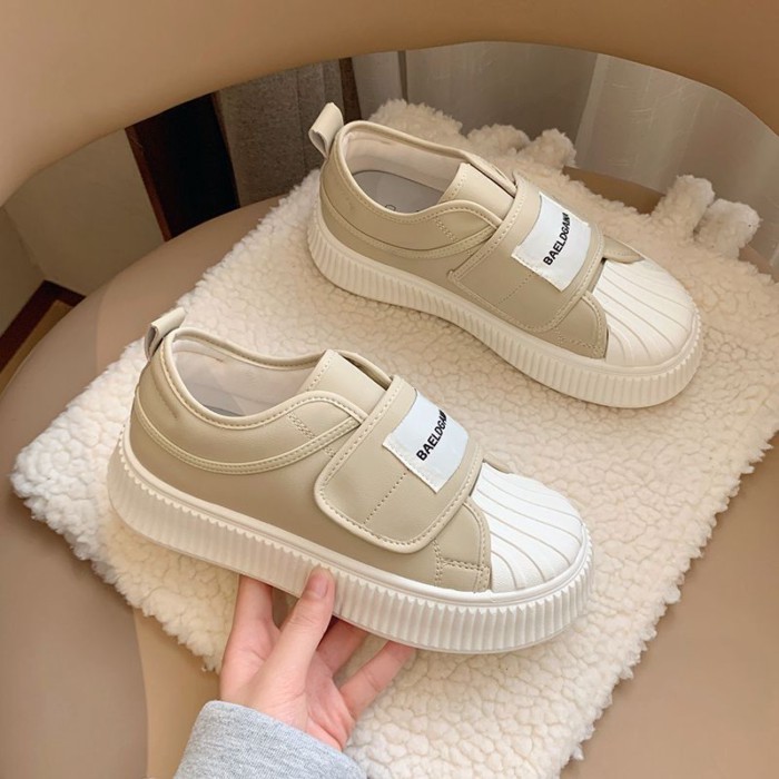 Giày bánh quy nữ đế dày Velcro phiên bản Hàn Quốc vỏ đa năng mũi giày thể thao thông thường