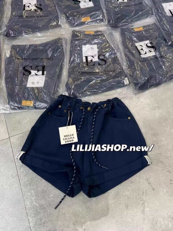 Quần ống rộng denim lưng cao co giãn đa năng cho quần short nữ