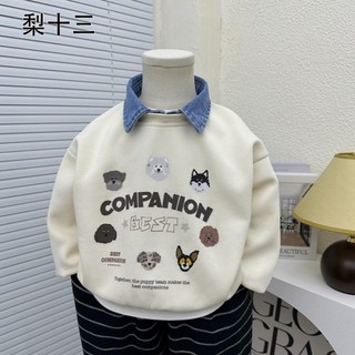 Áo nỉ bé trai và trẻ em nhung dày dặn, cổ tròn bé gái và nữ, áo cotton nguyên chất cho bé vừa và lớ