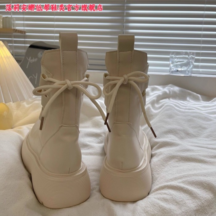 Giày bốt Martin đế dày đa năng của Anh dành cho nữ, bốt tất dệt kim co giãn mỏng, bốt ngắn gót dày