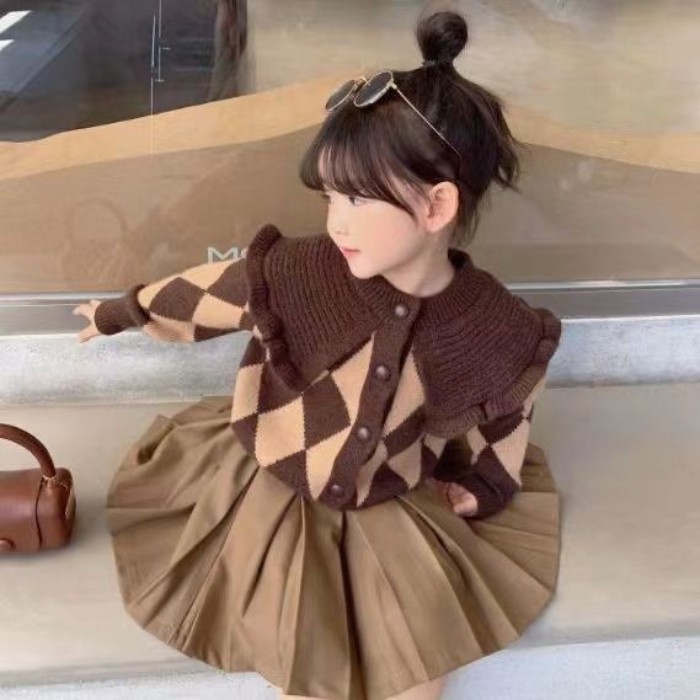 Áo khoác len đan mở trước bé gái mẫu mới Thu Đông, áo len mềm dễ thương, giữ ấm tốt