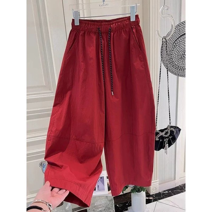 kích thước lớn nhanh khô băng lụa Scimitar quần ống rộng dành cho nữ mùa hè mỏng dáng rộng giảm