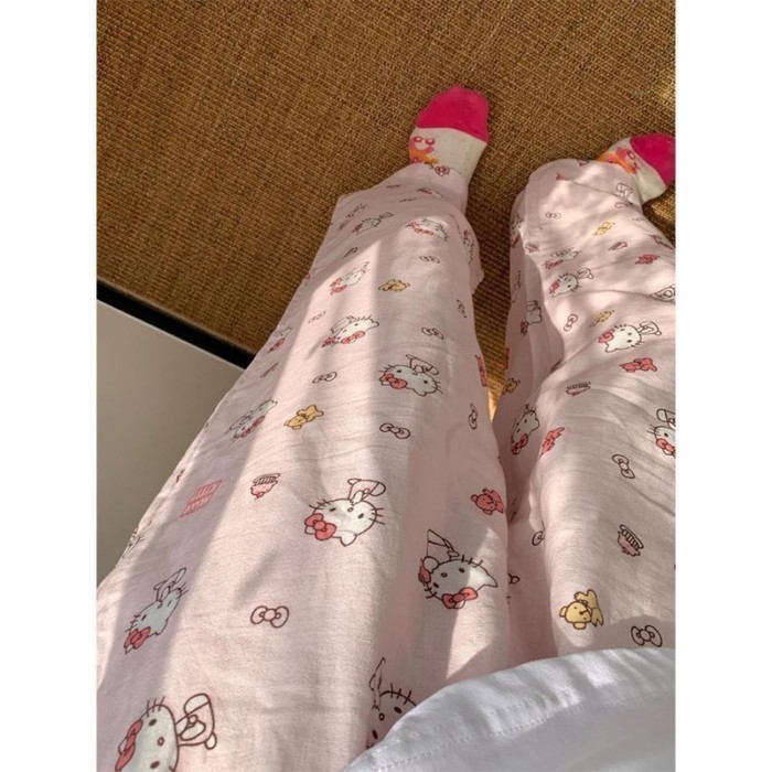 Walking Pants Striped Casual Pants Spring And Autumn Pajamas Women's Trousers KT Cat Women Can