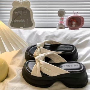 Giày sandal đế dày thời trang dành cho nữ, phong cách Pháp mùa hè với váy, giày đế mềm đế mềm kiểu