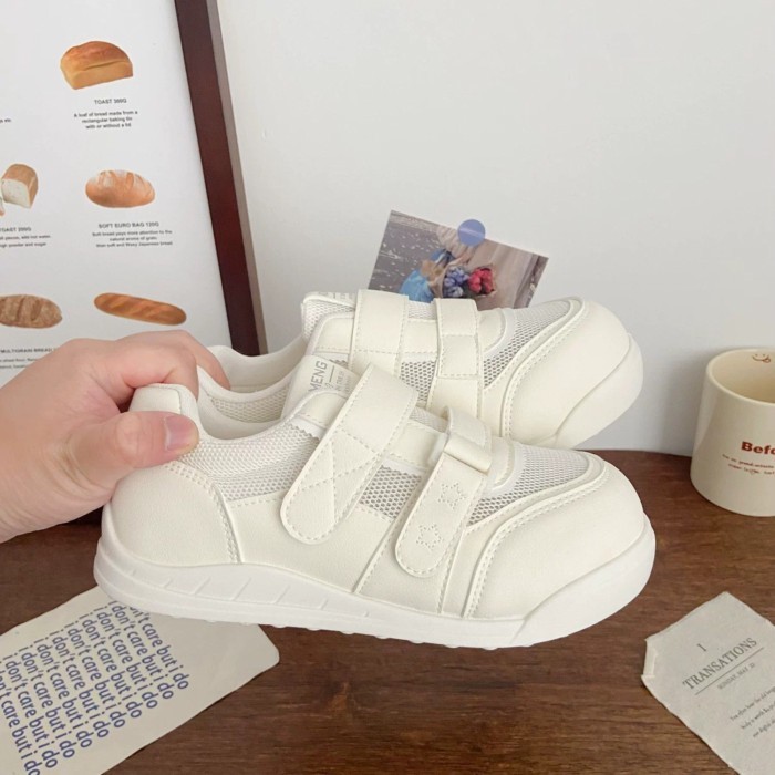 Màu Trắng Sữa Trong Suốt Lưới Velcro Giày Trắng Nữ Niche Phong Cách Hàn Quốc Sinh Viên Giày Đ