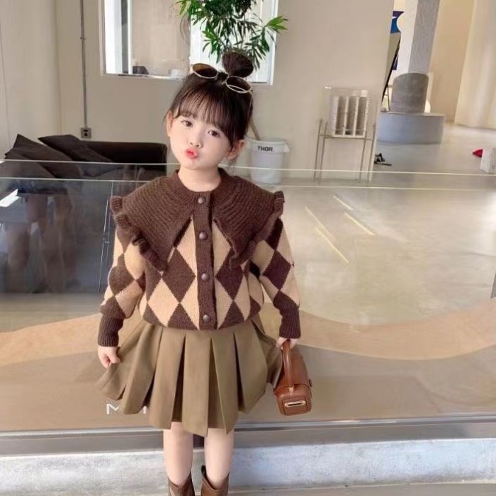 Áo khoác len đan mở trước bé gái mẫu mới Thu Đông, áo len mềm dễ thương, giữ ấm tốt