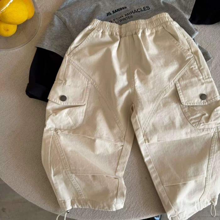 Quần yếm trẻ em cho bé trai xuân thu phong cách mới Quần legging màu trơn cho bé quần tây đa