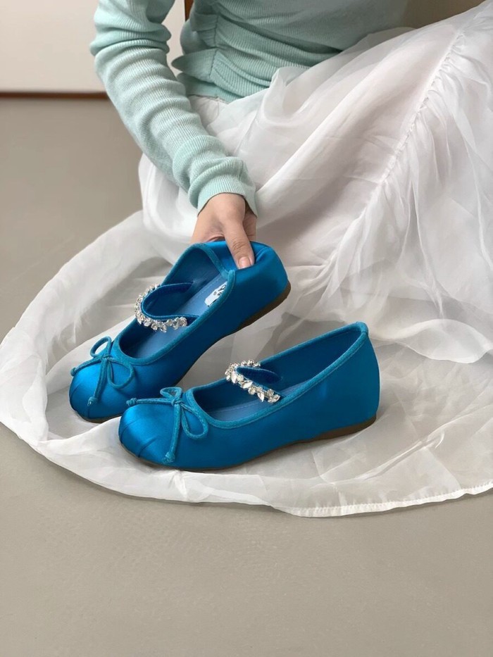 Chiều cao tăng lên trong vòng 5CM! Giày múa ba lê Pháp dành cho nữ xuân thu nơ đính kim cương giả m