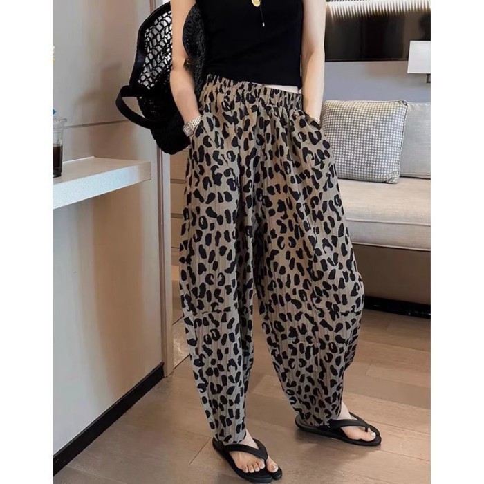 Kích Thước Lớn Họa Tiết Da Báo Quần Âu Hậu Cung 9 Điểm Quần Nữ Mùa Hè Mới Rời Cao Cấp Ôm thể Tha