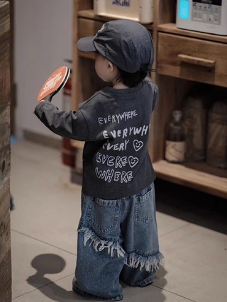 Áo thun bé trai dài tay phong cách Hàn Quốc đẹp trai áo đáy quần cotton đa năng