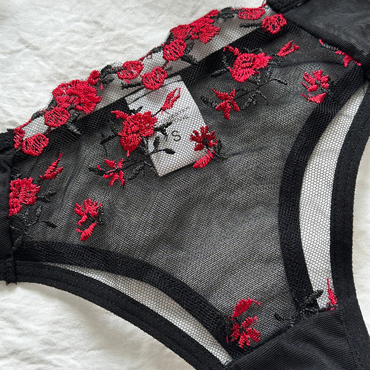 Bộ áo ngực thêu hoa áo ngực – Sheer Mesh Underwire Style