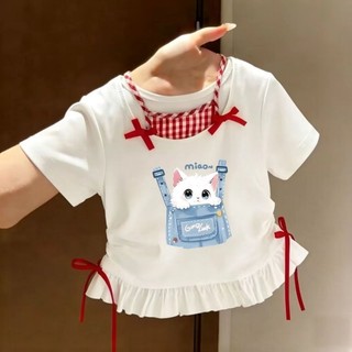 Mùa hè phong cách hoạt hình bé gái quần áo trẻ em bé dễ thương ngành công nghiệp nặng giả hai mảnh