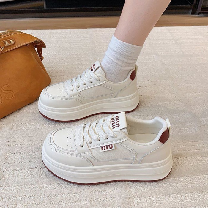 Giày trắng nữ, giày thể thao đế dày, giày cotton đế cao chống trượt đa năng