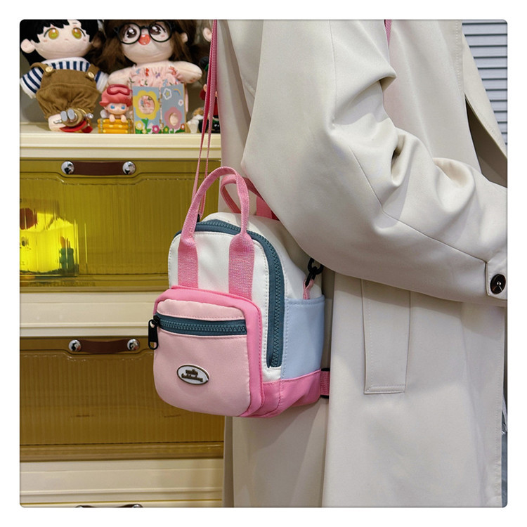 Ba lô Mini nữ Túi đeo vai màu tương phản phong cách mới