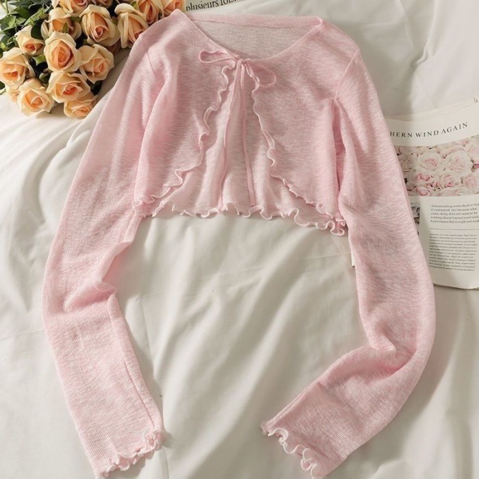 French Style Scheming Shawl Summer Sun Protection Cardigan Outer Shirt Women's Short Style Wit