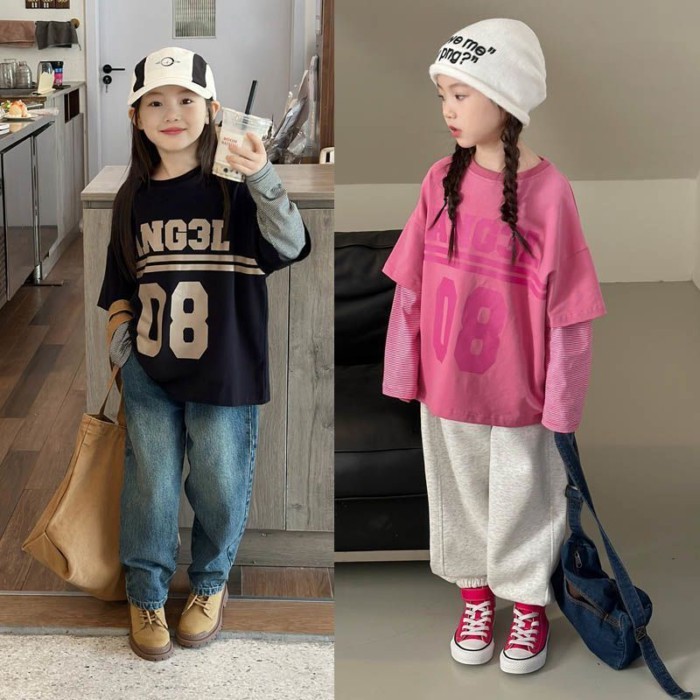 Áo thun dáng rộng cho bé gái, áo thời trang kiểu mới, áo ngắn tay thoải mái cho trẻ em