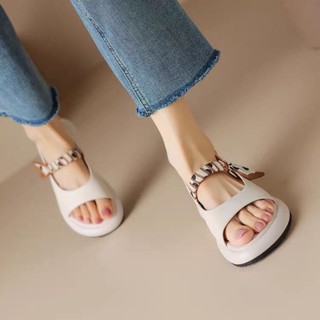 đôi sandal kiểu Pháp dành cho nữ mùa hè dép cổ tích phong cách mới đi biển giày đế dày La Mã đế