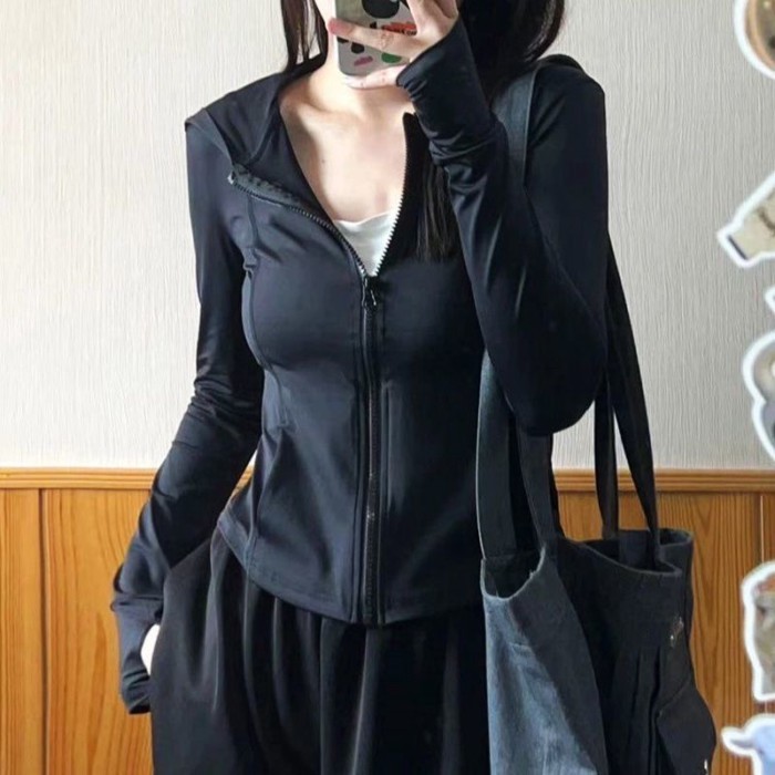 Original Yarn Ice Silk Slimming Sun Protection Clothing Women's Summer Slim Yoga Clothing Jac