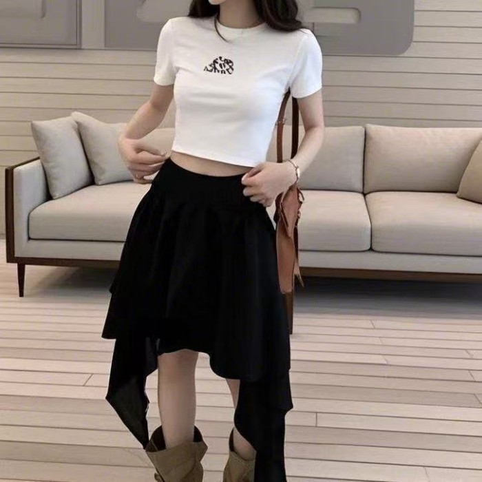 Váy Mùa Hè Lá Sen Không Đều Mới Dài Váy Cao Cấp Ôm Đi Lại Chiều Dài Trung Bình Hốc Váy