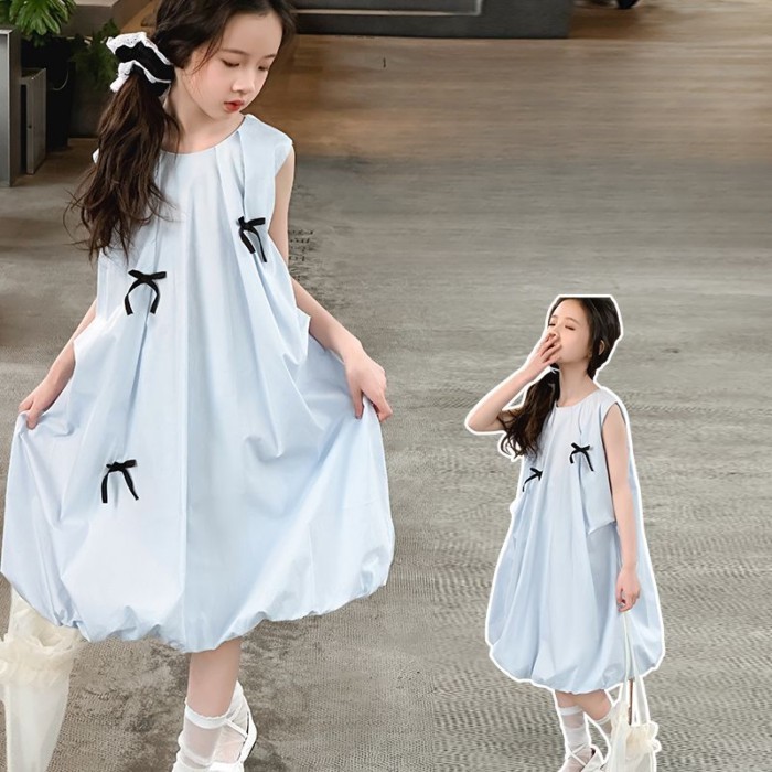 Children's Bow Fairy Dress, High-end, Fashionable, Slim Flower Bud Dress, Princess Style Cute