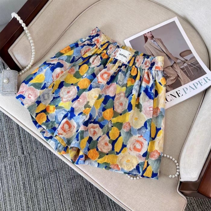 Quần short nhỏ đi biển họa tiết hoa tươi mát dành cho nữ mùa hè mới cao cấp phong cách cổ điển